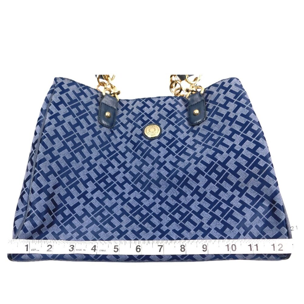 Tommy Hilfiger Blue Monogram Shoulder Bag – Gold Chain Straps - Picture 11 of 12